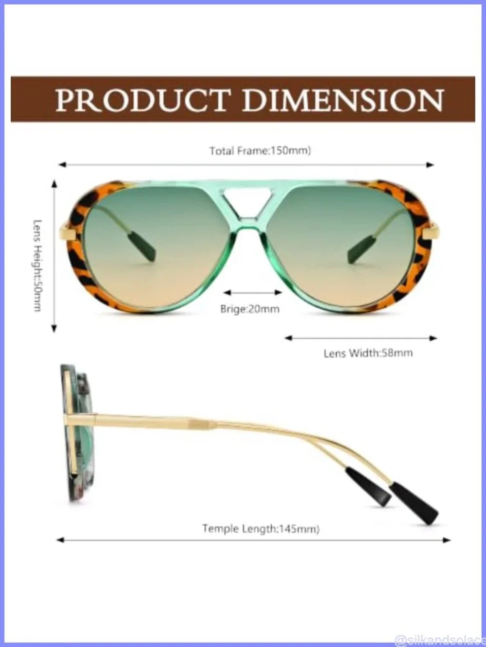 Oversized Retro Aviator Sunglasses Double Bridge UV Protection